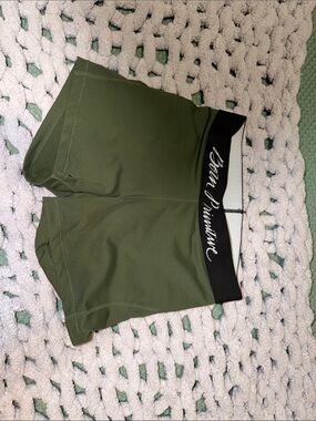 Born Primitive Olive Athletic spandex Shorts with Black Branded Waistband